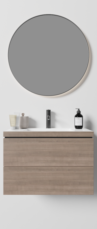 Creëer de impressie van een badkamer met deze Roll-Up banner met een fotorealistische print van een badkamermeubelset (SPA versie) - Cubiqz