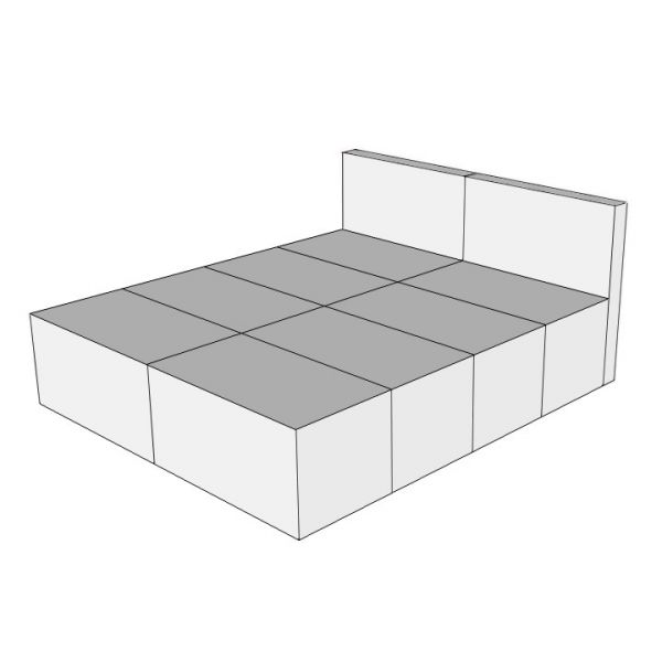 KARTONNEN 2-PERSOONSBED MET HOOFDBORD