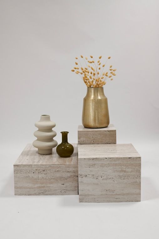 TRAVERTIN BIJZETTAFELS | 3-Delige Set | Meubels van Karton | Vastgoedstyling & Display