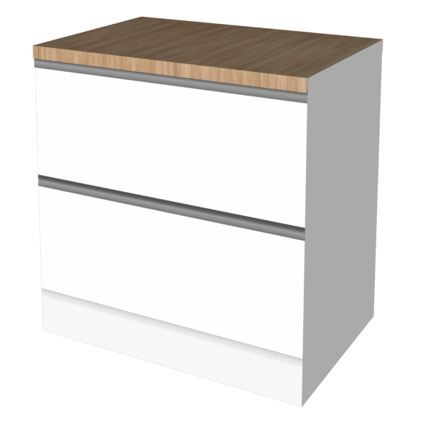 ONDERKAST 90 CM WIT | verwisselbaar werkblad | tweezijdige fronten, achterkant grijs