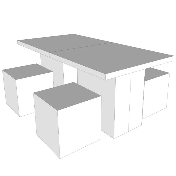 KARTONNEN EETTAFEL MET VIER KRUKJES | 180 X 90 CM | Home Staging | Woning Verkopen
