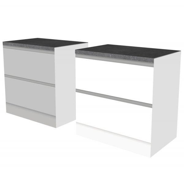 CUBIQZ 2-IN-1 REVERSIBLE ONDERKAST 90 CM met werkblad kleur natuursteen grijs