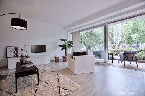 Kartonnen tv-meubel, lowboard met fotoprint van hoge kwaliteit. Gebruik de modules horizontaal of stapel ze op