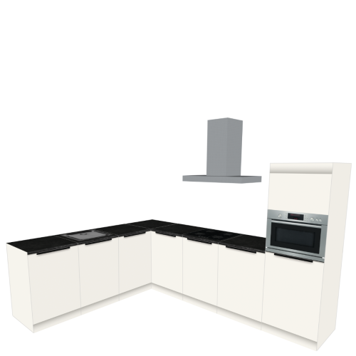 HOEKKEUKEN 240 X 300 CM | Kartonnen Keuken BASE - met greep & zwart natuursteen werkblad