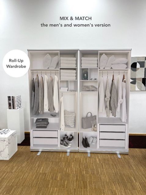Roll-Up kledingkast. Mix en Match de heren en dames versie en creëer de look van een walk-in closet