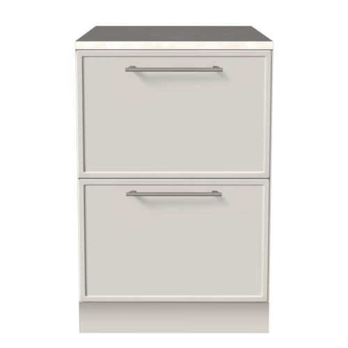 ONDERKAST 60 CM | Kartonnen Keuken PURE - greeploos & ivoorkleurig natuursteen werkblad