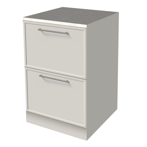 ONDERKAST 60 CM | Kartonnen Keuken PURE - greeploos & ivoorkleurig natuursteen werkblad