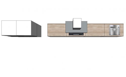 RECHTE KEUKEN GREEPLOOS MET SEPARATE HOGE KASTEN 480 X 60 CM