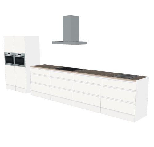 RECHTE KEUKEN GREEPLOOS MET SEPARATE HOGE KASTEN 480 X 60 CM