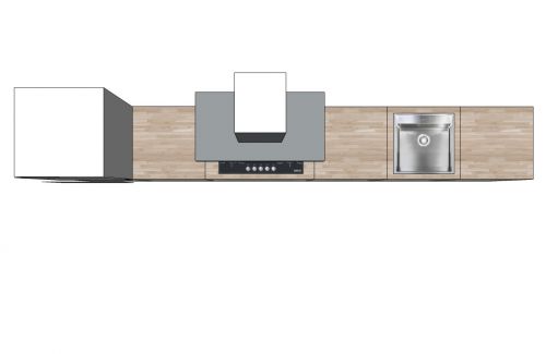 RECHTE KEUKEN GREEPLOOS 390 X 60 CM