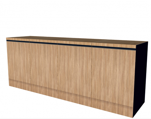 Kartonnen dressoir met houten blad. Voor een moderne, rustieke look