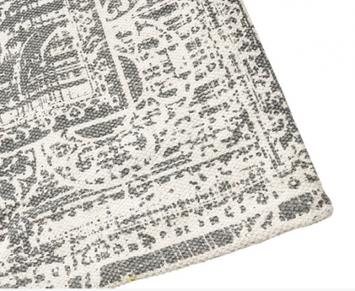 Grijs/wit katoenen geweven vloerkleed met "washed look". Voor Home Staging | Cubiqz