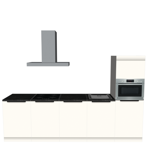 RECHTE KEUKEN 300 X 60 CM | Kartonnen Keuken BASE - met greep & zwart natuursteen werkblad | Vastgoedstyling