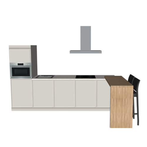 RECHTE KEUKEN 300 X 60 CM | Kartonnen Keuken PURE - Taupe & ivoorkleurig natuursteen werkblad | Home Staging