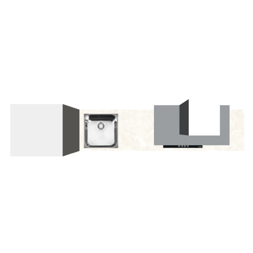 HOEKKEUKEN 300 X 60 CM | Kartonnen Keuken PURE - Taupe & ivoorkleurig natuursteen werkblad | Home Staging