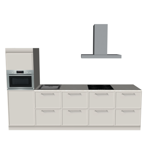 HOEKKEUKEN 300 X 60 CM | Kartonnen Keuken PURE - Taupe & ivoorkleurig natuursteen werkblad | Home Staging