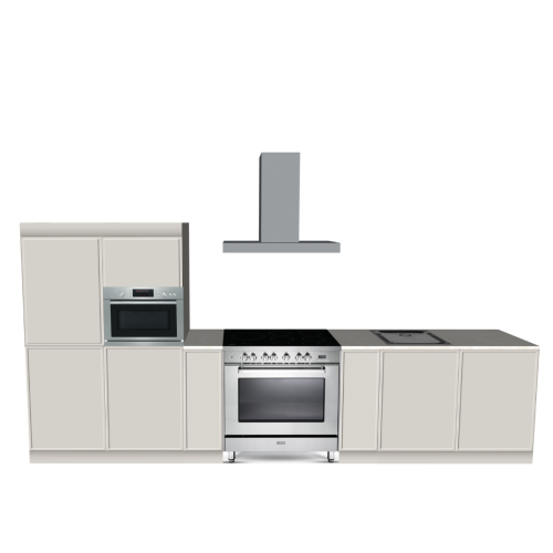 PURE kartonnen keuken met oven en realistische keukenopstelling voor home staging