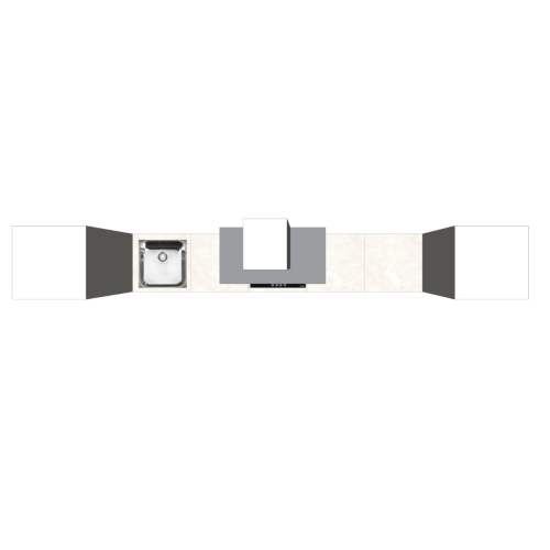RECHTE KEUKEN 360 X 60 CM | Kartonnen Keuken PURE - Taupe & ivoorkleurig natuursteen werkblad | Home Staging
