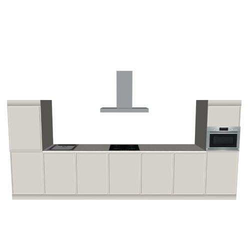 RECHTE KEUKEN 360 X 60 CM | Kartonnen Keuken PURE - Taupe & ivoorkleurig natuursteen werkblad | Home Staging