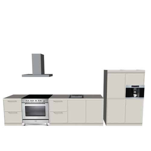 RECHTE KEUKEN 450 X 60 CM | Kartonnen Keuken PURE - Taupe & ivoorkleurig natuursteen werkblad | Home Staging