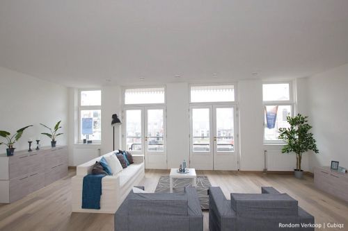 Kartonnen dressoir beed in kleur WHITE WASHED OAK. Modulaire kartonnen meubels van Cubiqz