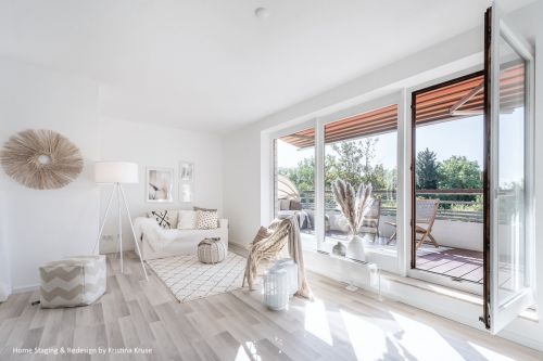 Cubiqz 2-zitsbank van karton met stoffen hoes in kleur Off White