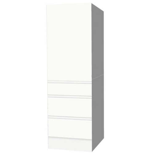 Cubiqz hoge kast 60 cm met een fotorealistische print met lades voor greeploze kartonnen keukens.